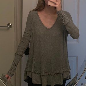 We the Free Waffle-Knit V-neck Sweater